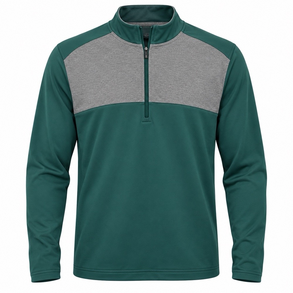 Adidas Mens Medium Quarter Zip Pullover Green Grey Two Tone Athletic Golf Casual